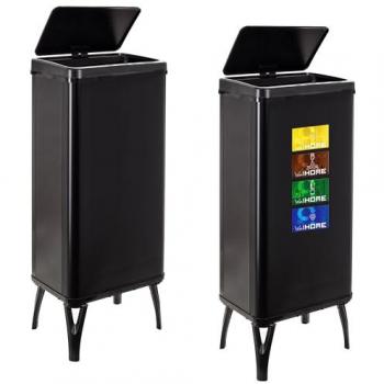 Wellhome Cubo de Basura Inteligente 60L Negro con Etiquetas Magnéticas