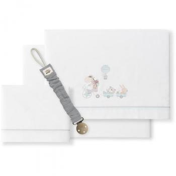 Tríptico para cuna Jirafa Bici + Broche Blanco/Verde
