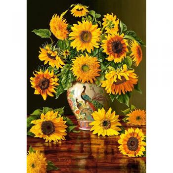 Castorland 1000 Piece Puzzle - Sunflowers in a Peacock Vase
