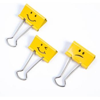 Pinza Metálica Rapesco Reversible 32 mm Emojis Amarillo Caja de 20 Unidades