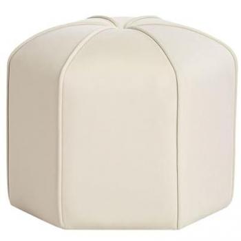 Puf moderno redondo de terciopelo beige claro para dormitorio y sala de estar Wishek