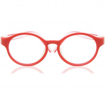 SmartBuy Kids Round Full Rim Plastic Prescription Glasses - Red - Size 42 - Blue Light Block Available - Free Lenses