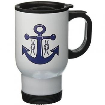 3dRose tm _ 47900 _ 1 azul marino Anchor N náutico nudos taza de viaje, 14-ounce, acero inoxidable