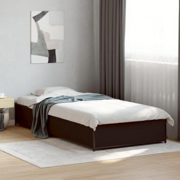 Estructura de cama de madera de ingeniería y metal negra 90x190 cm