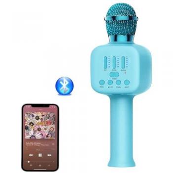 Micrófono Inalámbrico COSHANO con Altavoz y Luz RGB Karaoke Bluetooth, Portátil para Niños y Adultos (Azul)