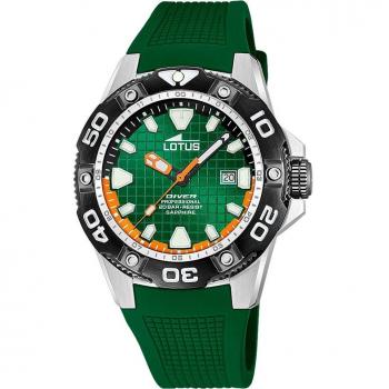 Lotus Men's Diver Watch 18927/3 with Green Dial and Rubber Strap