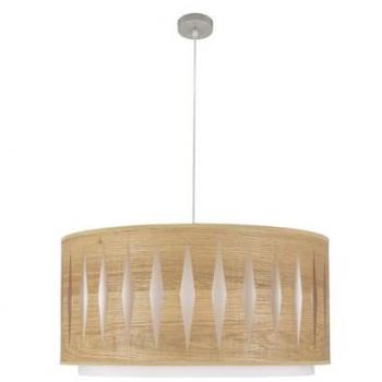 Lámpara Colgante Elegante Alexandra 3xe27 Niquel/Madera Clara Regulable Regx60x60 Cm