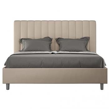 Cama tapizada sin somier 160x190 símil piel Gris Tórtola Agueda