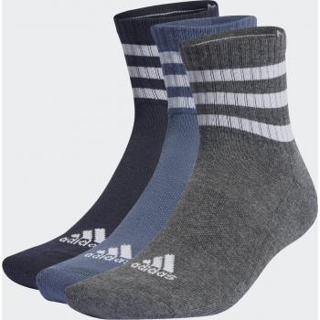 Adidas 3-Pack Cushioned Mid-Cut Sports Socks with 3 Stripes