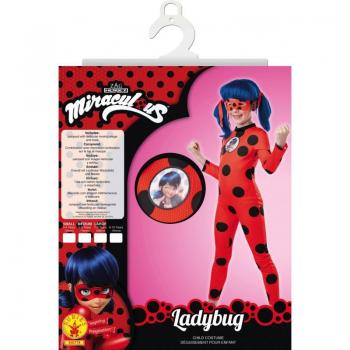 Disfraz Clásico de Ladybug Tikki para Niña Talla L 7-8 Años (Incluye Máscara)