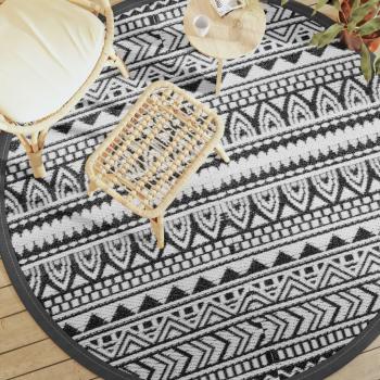 Alfombra de exterior PP negro Ø200 cm Vidaxl