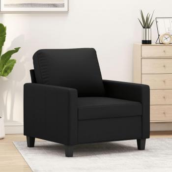 Sillón de cuero sintético negro 60 cm