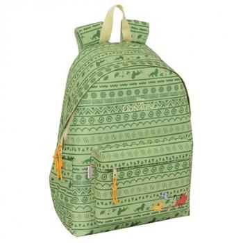 Mochila para portátil Safta Mufasa 14.1, dimensiones 31x43x13 cm, ideal para jóvenes de diferentes edades, cómoda y versátil, calidad y resistencia, color verde/beige