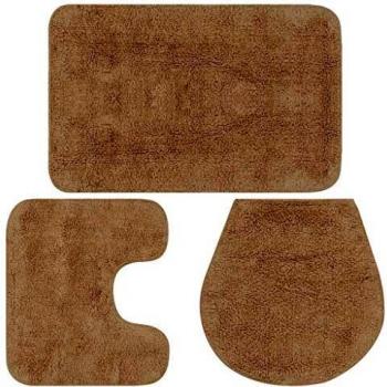 vidaXL Conjunto de Alfombrillas de Baño de Tela 3 Piezas Beige Decoración Casa