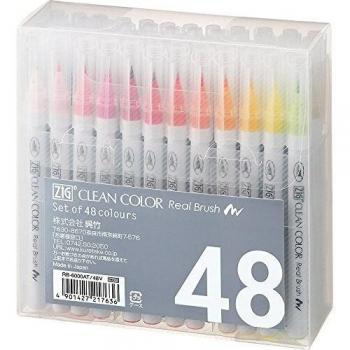 Kuretake ZIG Clean Color Real Brush Pen 48-Color Set