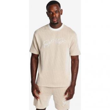 Project X Paris Beige Seersucker Ribbed T-Shirt for Men - Size S