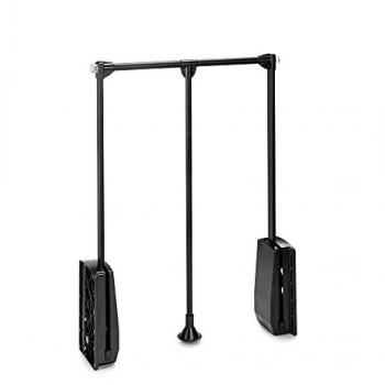 Colgador Abatible Regulable para Armario Emuca, 450-600 mm, Acero Pintado Negro, Soporta hasta 12 kg