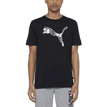 Puma Cat Brand Logo tee Camiseta, Hombre, Black, L
