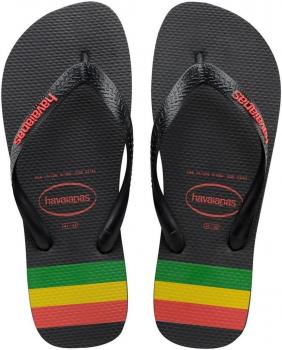 Havaianas - STRIPES LOGO, Sandalias de Punta Descubierta Hombre, Negro