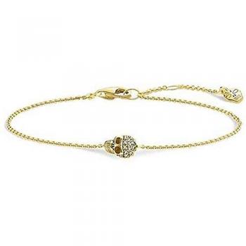 Ladies Thomas Sabo Yellow Gold Plated Sterling Silver Skull Bracelet with White Diamonds, One Size