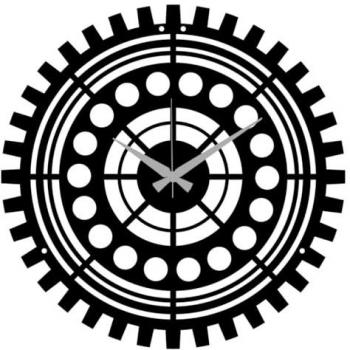 Reloj de Pared Engranajes 2, Metal Negro, 40x0,15x40 cm