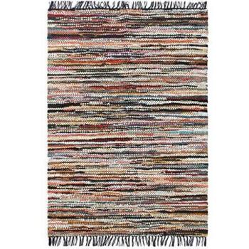 vidaXL Alfombra chindi tejida a mano cuero 80x160 cm multicolor