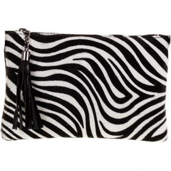 Marcon Bolso de mano Mujer. Piel auténtica Cavallino Cebra Gamuza Lavado a la Piedra. Made in Italy. Vera Pelle Italiana