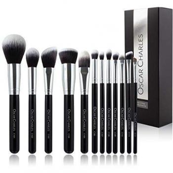 Oscar Charles Juego de brochas de maquillaje profesional Luxe [12 piezas] [plata]