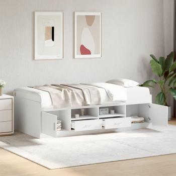 Sofá cama con cajones sin colchón blanco 75x190 cm y Tumbona con cajones de madera de ingeniería blanca 75x190 cm Vidaxl