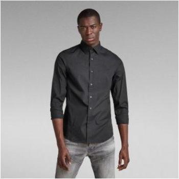G-Star Men's Long Sleeve Dressed Super Slim Shirt, Black, Cotton, XXS