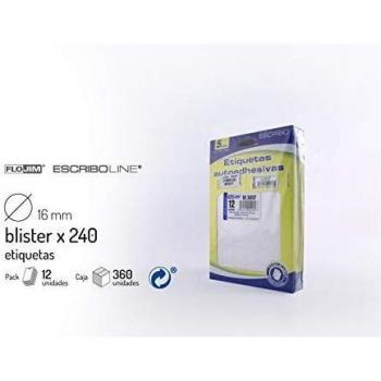 240 Etiquetas Adhesivas - Blanco Ø 16 mm - Pack de 3