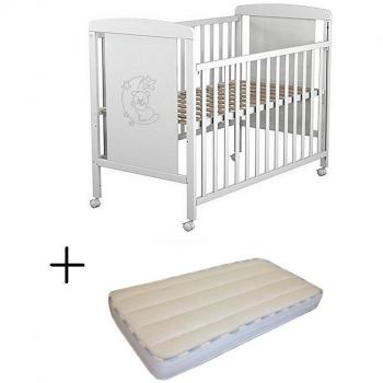 Cuna para bebé, modelo Oso Dormilón Mundi Bebé + Colchón Viscoelástica + Protector de colchón impermeable