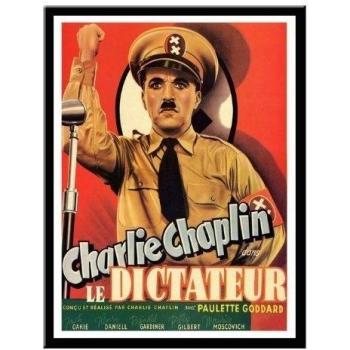 Gran Dictador Charlie Chaplin Movie Print negro enmarcado - 41 x 31 cms
