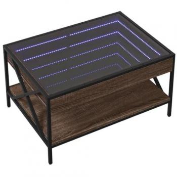 Mesa de centro con Infinity LED marrón roble 70x50x38 cm, mesita de Centro, Mesa Auxiliar, Mesa de salón, mesita, mesita de sofá