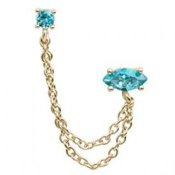 Pendiente Piercing Múltiple Viridiana en Plata 925 con Baño de Oro 18K y Circonitas