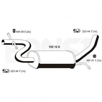Silenciador Intermedio ERNST 155120 - Longitud 1050 mm, Original