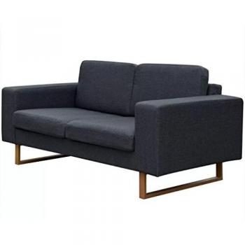 vidaXL Sofá de 2 Plazas Tela de Color Gris Oscuro Tamaño total 156 x 82 x 76 cm