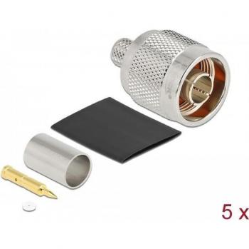 Conector N macho para prensar LMR-300 con funda termocontraíble, plata