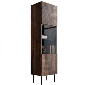 Vitrina Charlotte L105 con puertas en Nogal, 187 x 51 x 42 cm