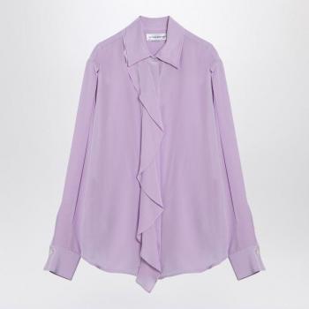 Victoria Beckham Women's Lilac Silk Shirt With Ruffles in Pink | Size 6 | 1324WSH005505ASI