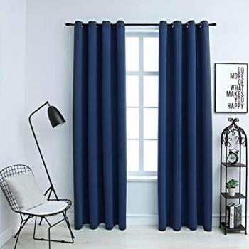 vidaXL Cortinas Opacas con Anillas de Metal