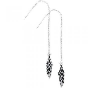 etNox Feder Mujer Pendientes Plateado, En Plata de Primera Ley,