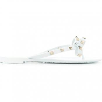 Valentino Garavani Women's Rockstud Rubber Thong Sandals in White | Size 35 | 4W2S0552PVS001