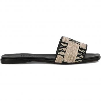 Max Mara Women's Logo Sandals, Beige, Size 38 (US 8), Style Number: 2414521332600LOGOSLIDE001