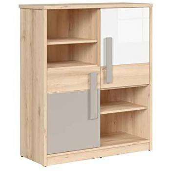 Cómoda 2 puertas estratificada beige y gris