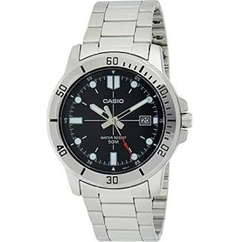 Casio MTP-VD01D-1EV Men's Enticer Stainless Steel Black Dial Casual Analog Sporty Watch