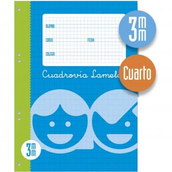 Recambio Cuadrovía Tamaño Cuarto 100 Hojas Lamela Azul