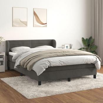 Cama box spring blanda con colchón gris oscuro 140x200 cm Terciopelo Vidaxl