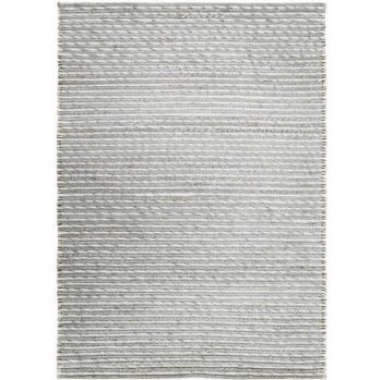 Alfombra trenzada de lana, yute y algodón natural 160 x 230 cm beige