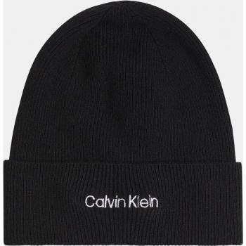 Calvin Klein Black Knit Beanie - Essential Style, Unisex, One Size, Black Wool Hat with Embroidered Logo